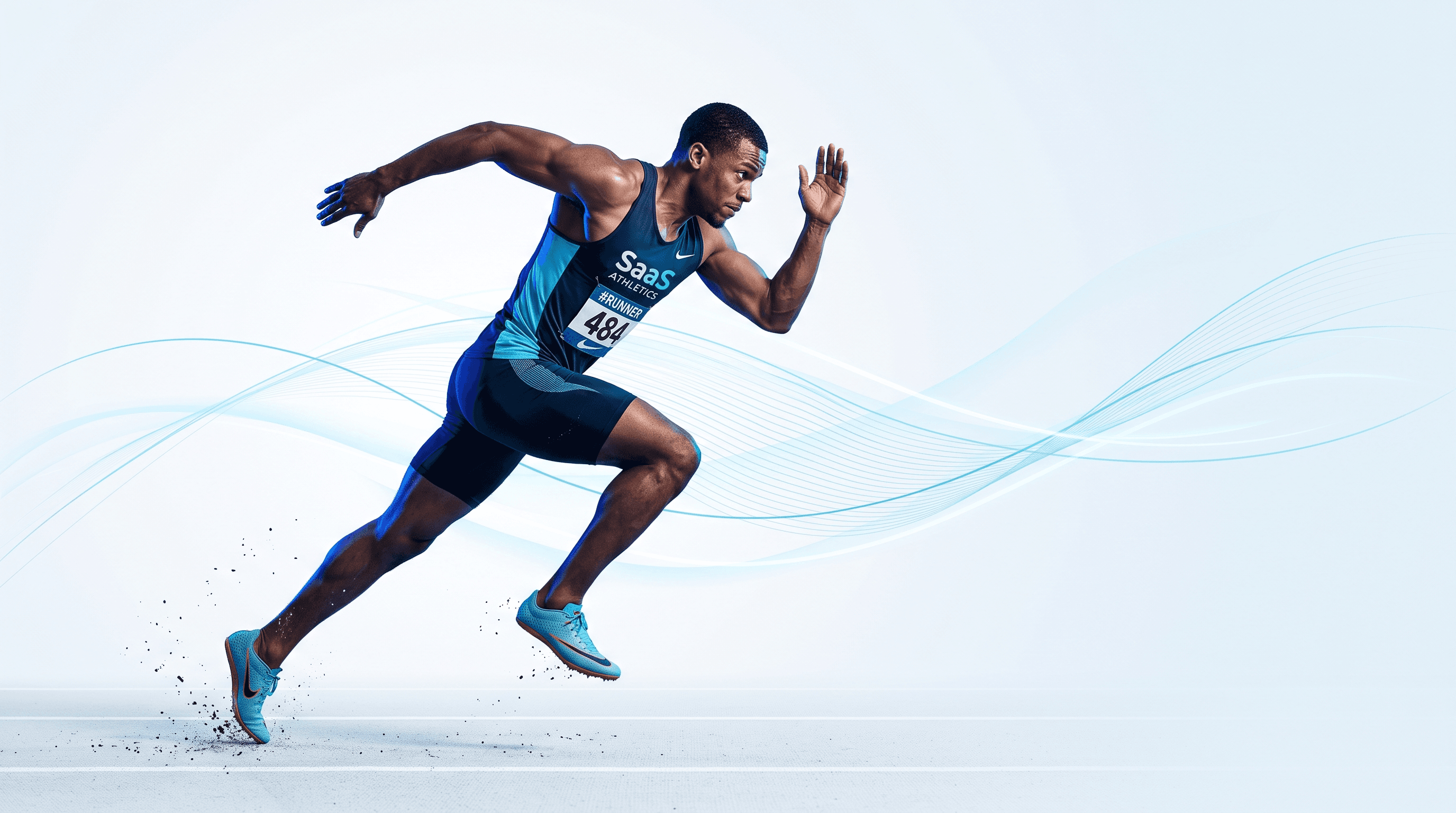 Sprinting athlete captured mid-stride with athletic momentum